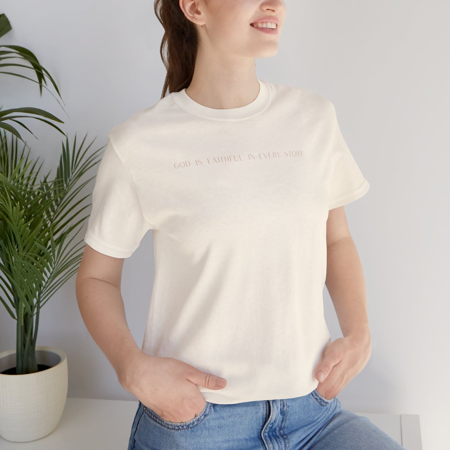 Ladies God is Faithful in Every Story Short Sleeve Tee