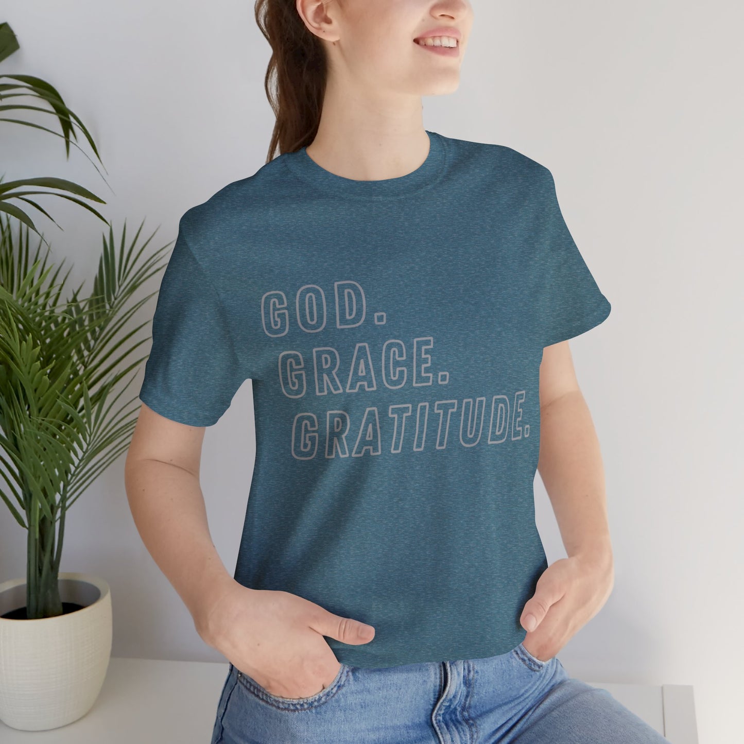Unisex God Grace and Gratitude Jersey Short Sleeve Tee