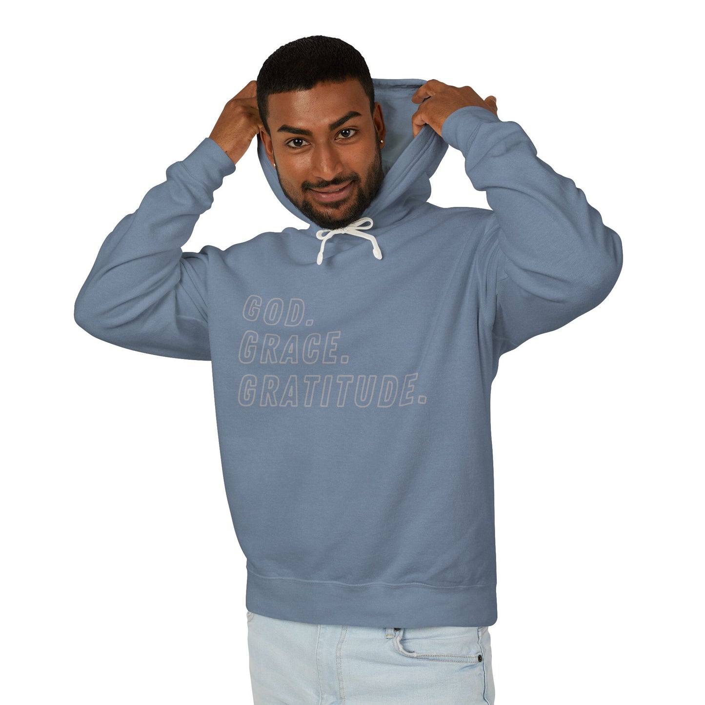 God Grace and Gratitude Lightweight Hooded Sweatshirt