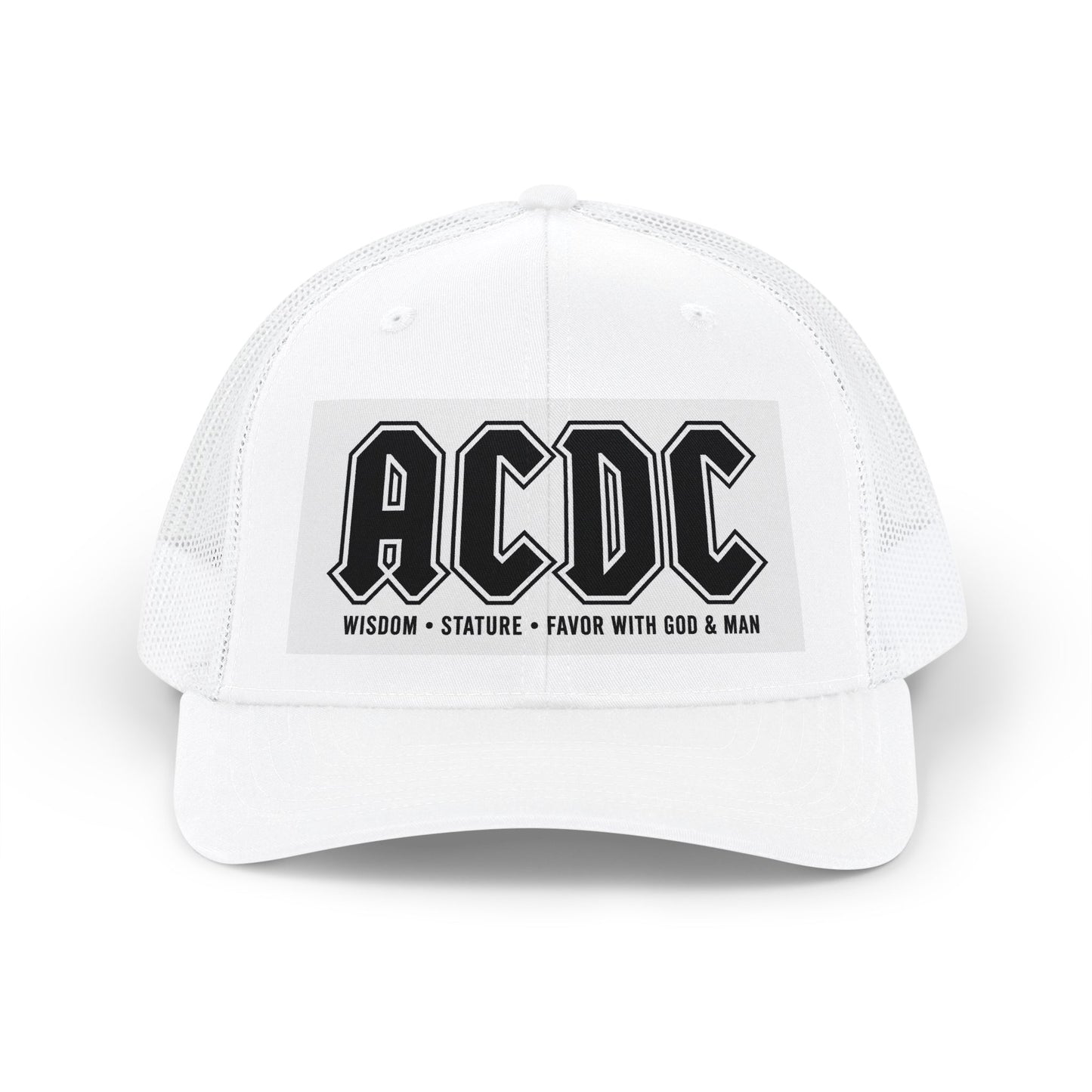 ACDC Patch Trucker Cap — 'Wisdom • Stature • Favor with God & Man' Snapback Hat