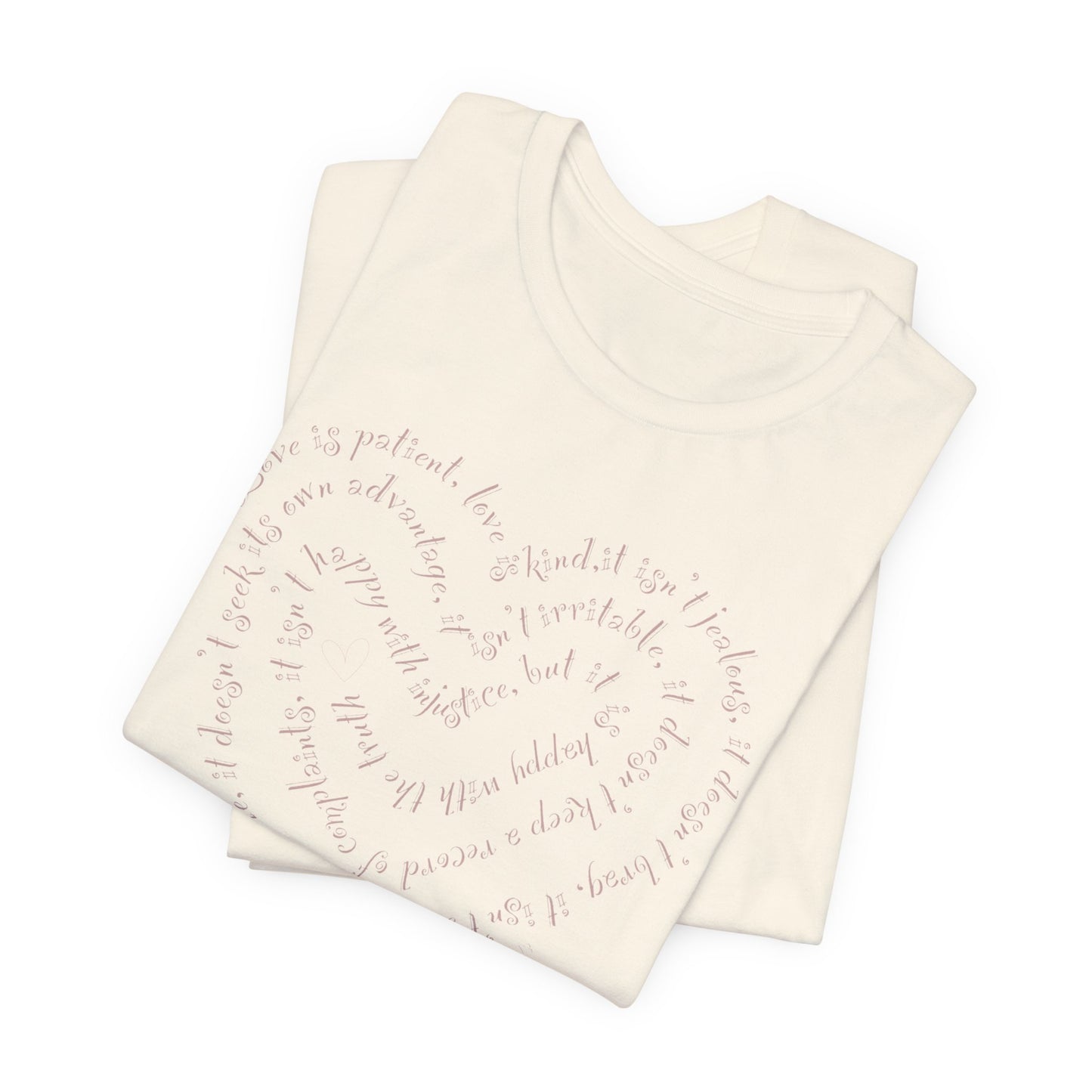 Ladies 1 Corinthians 13 Heart Script T-Shirt — Love Bible Verse Tee