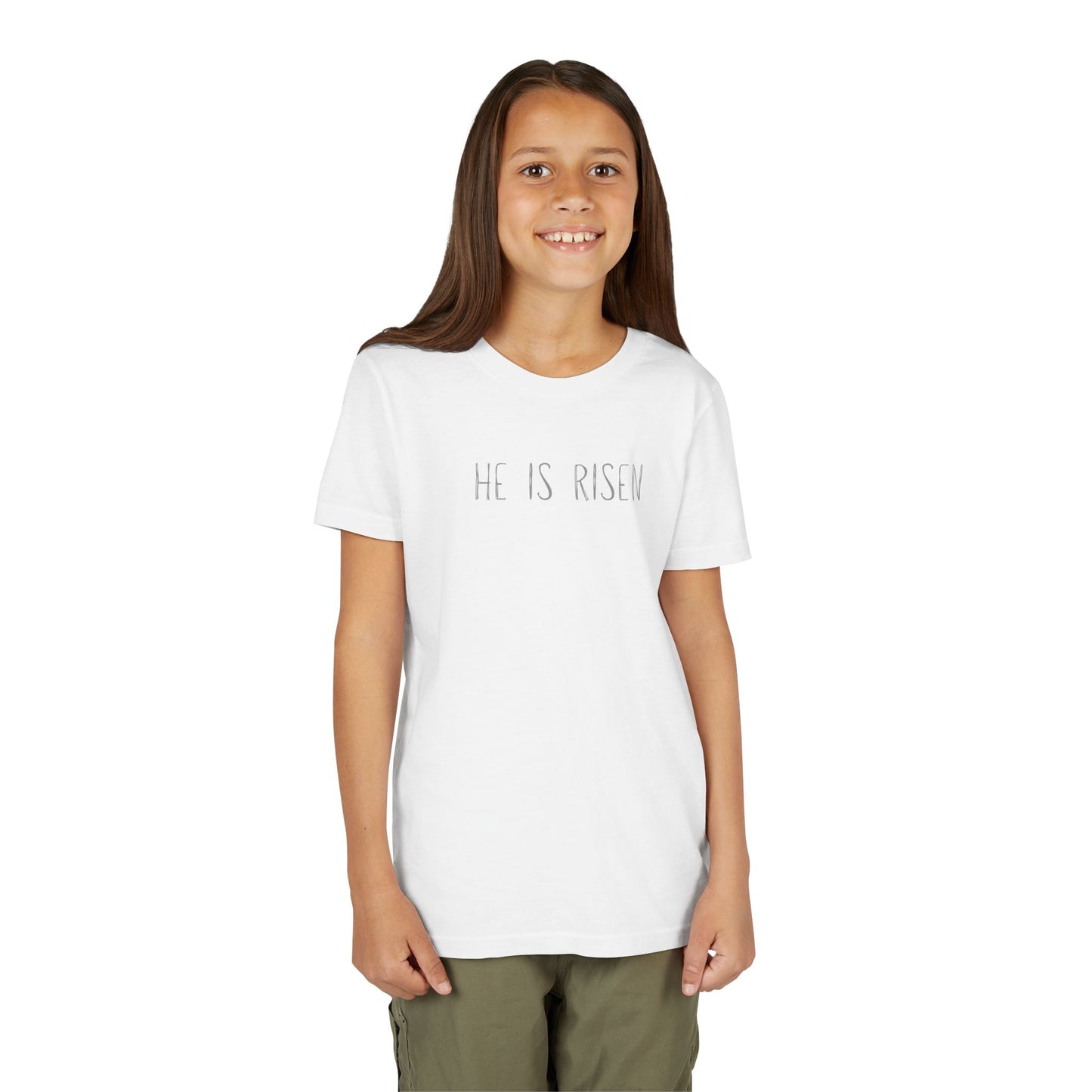Youth Girls Tee 'He Is Risen' Easter Lamb Graphic Shirt