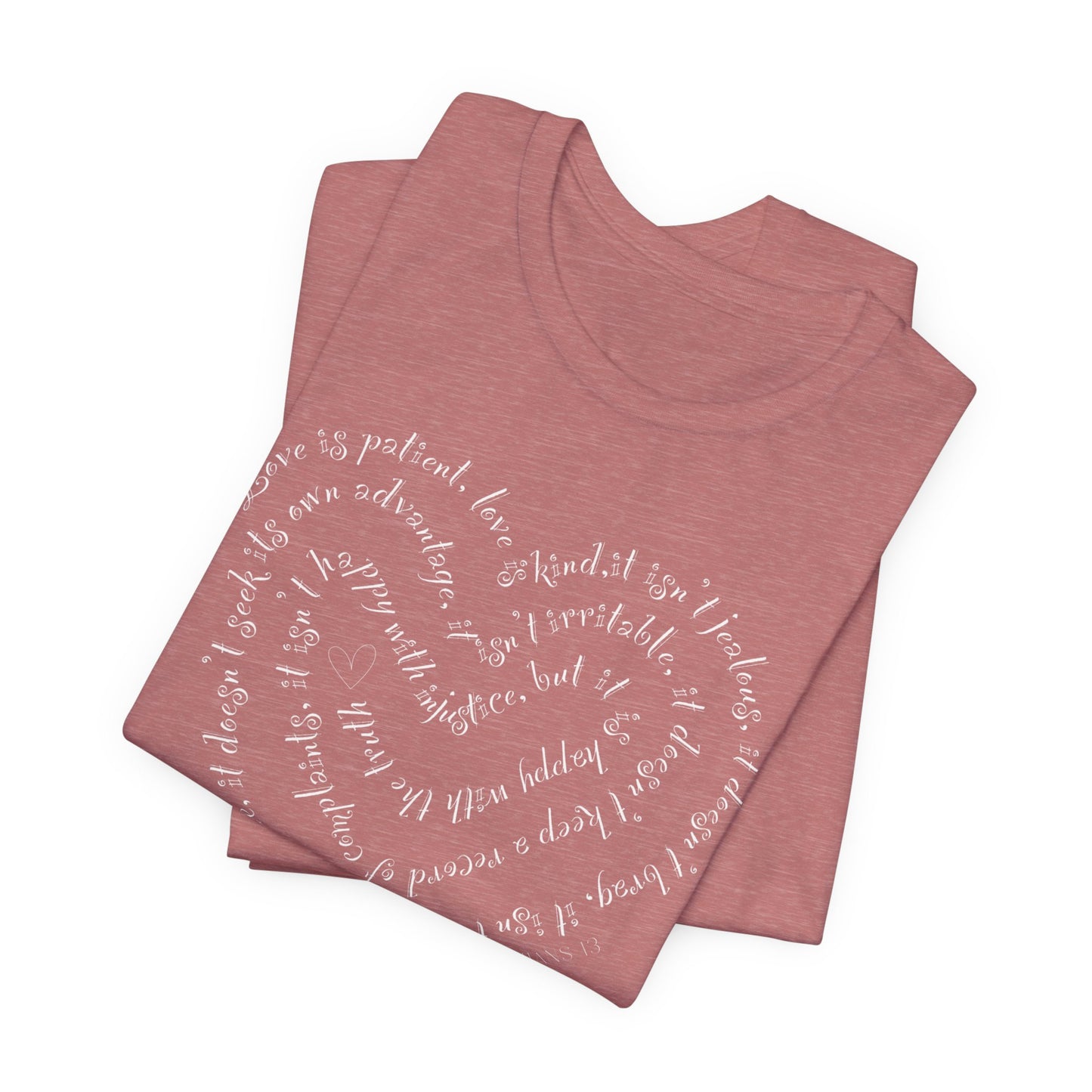 Ladies 1 Corinthians 13 Heart Script T-Shirt — Love Bible Verse Tee