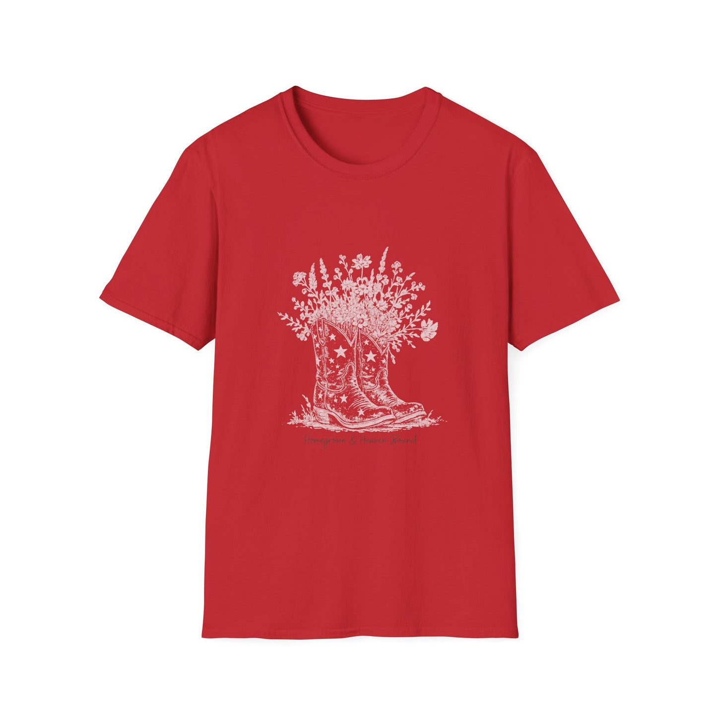 Homegrown & Heaven Bound Boots & Wildflowers Ladies Tee