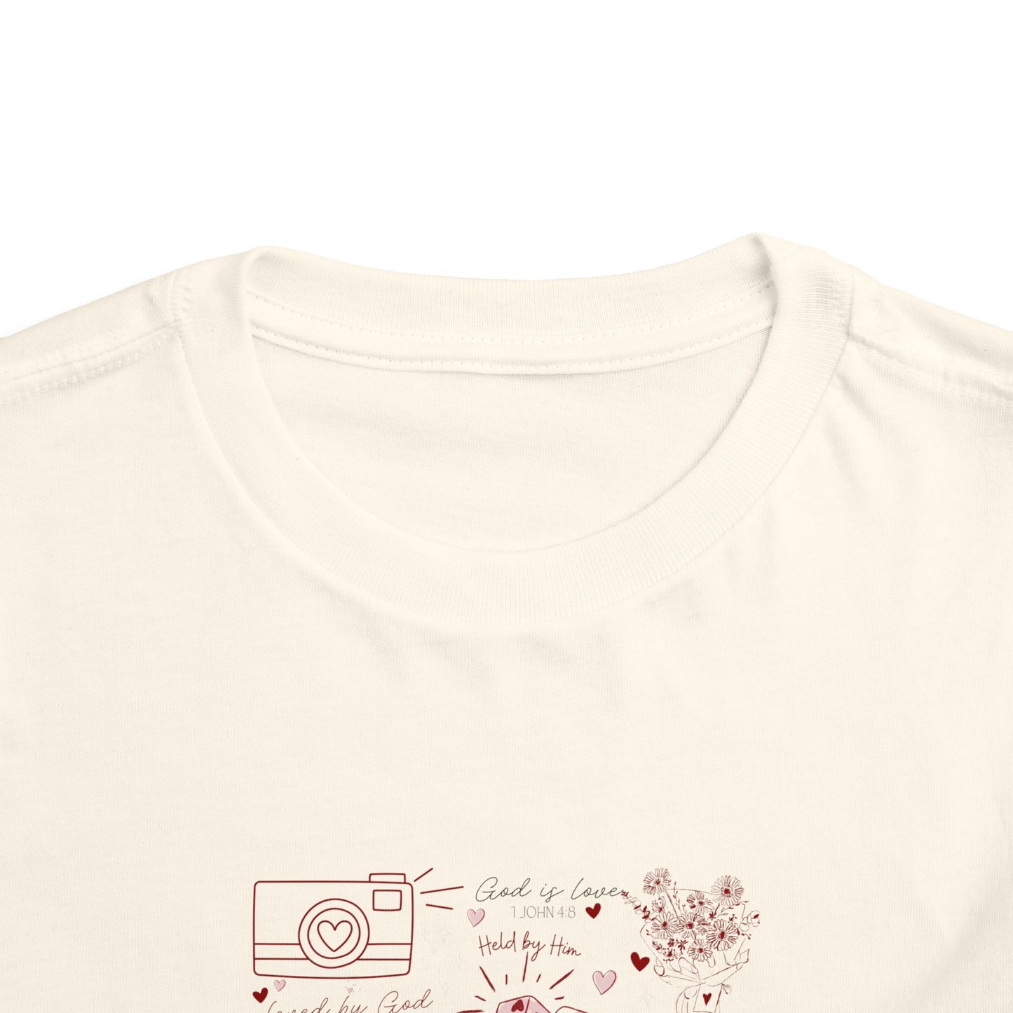 Toddler Girls Valentines Loved By God Doodle Tee