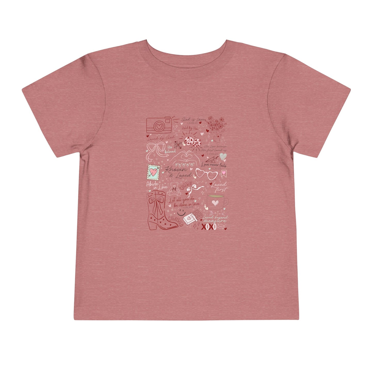 Toddler Girls Valentines Loved By God Doodle Tee