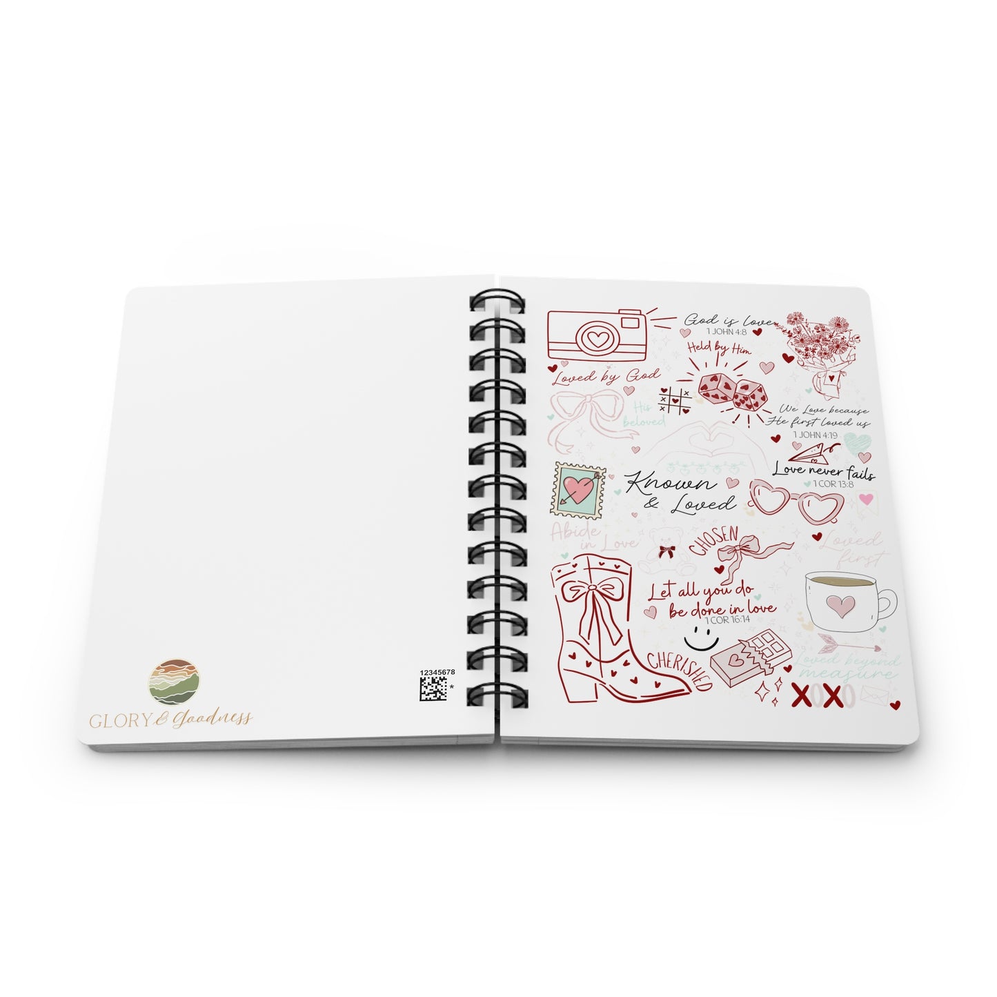 Valentines Loved by God Doodles Spiral Notebook