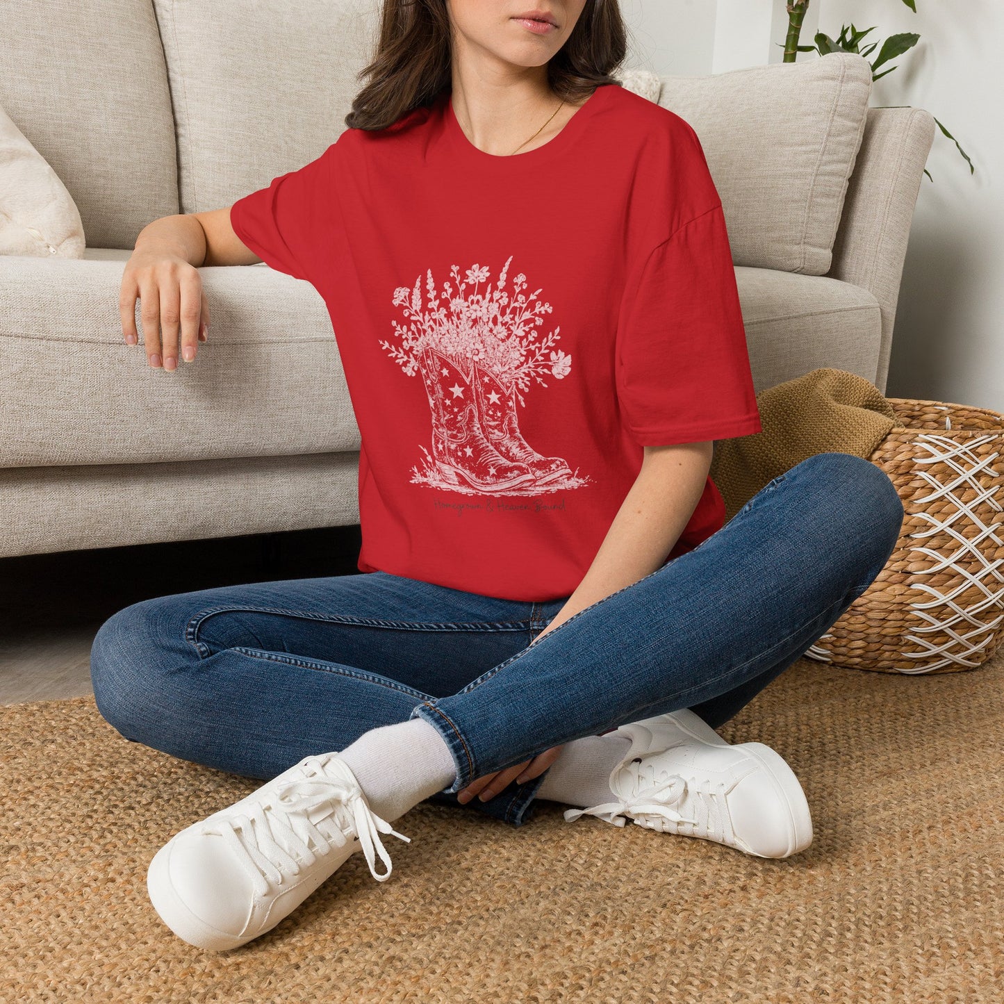 Homegrown & Heaven Bound Boots & Wildflowers Ladies Tee