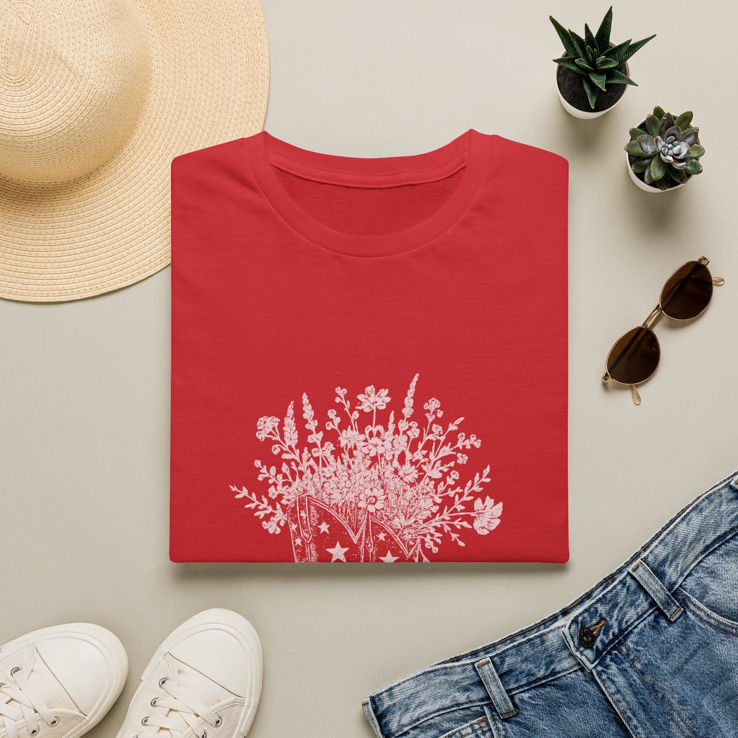 Homegrown & Heaven Bound Boots & Wildflowers Ladies Tee