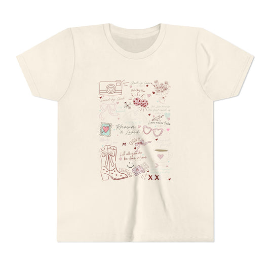 Youth Girls Valentine Loved by God Doodle Tee