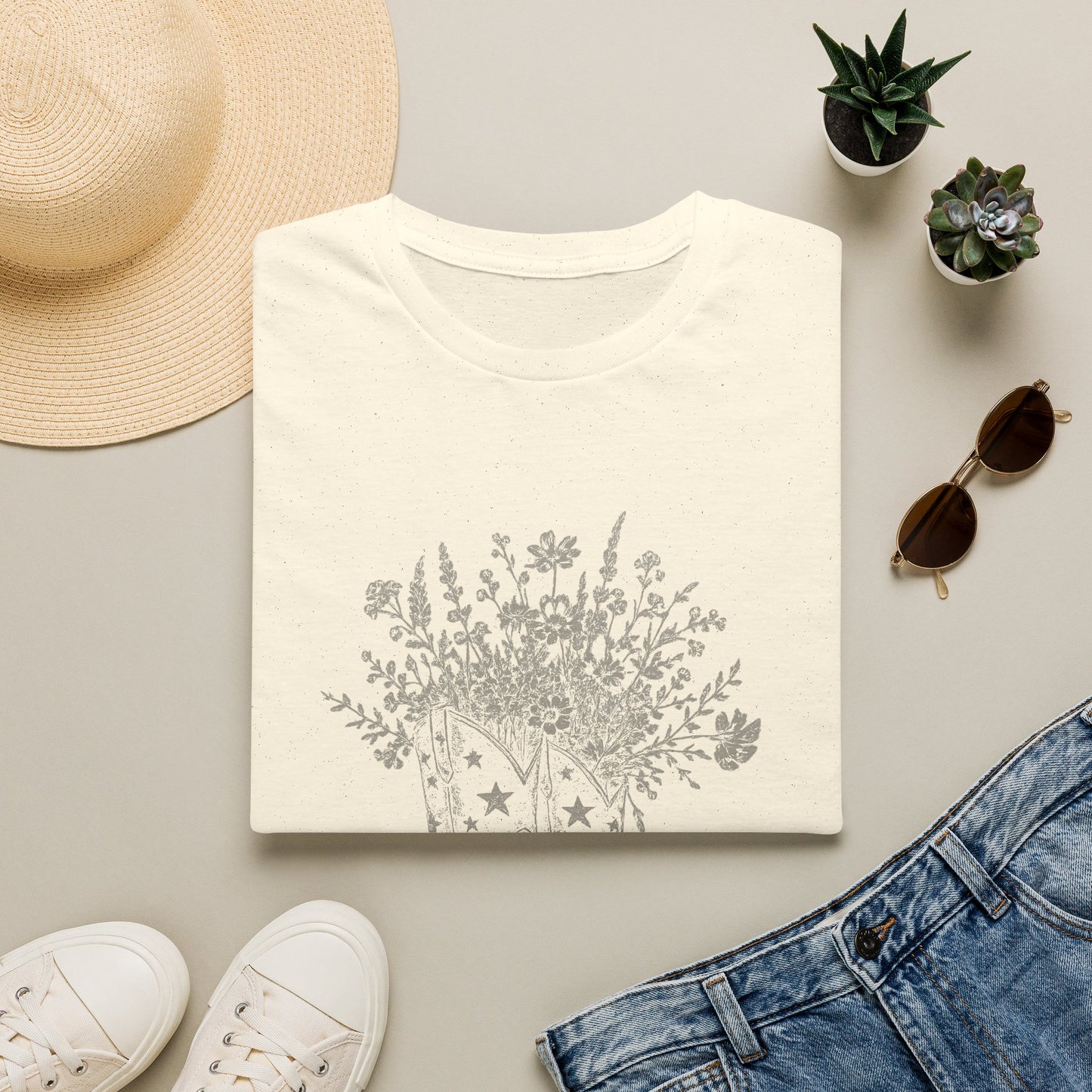 Homegrown & Heaven Bound Boots & Wildflowers Ladies Tee