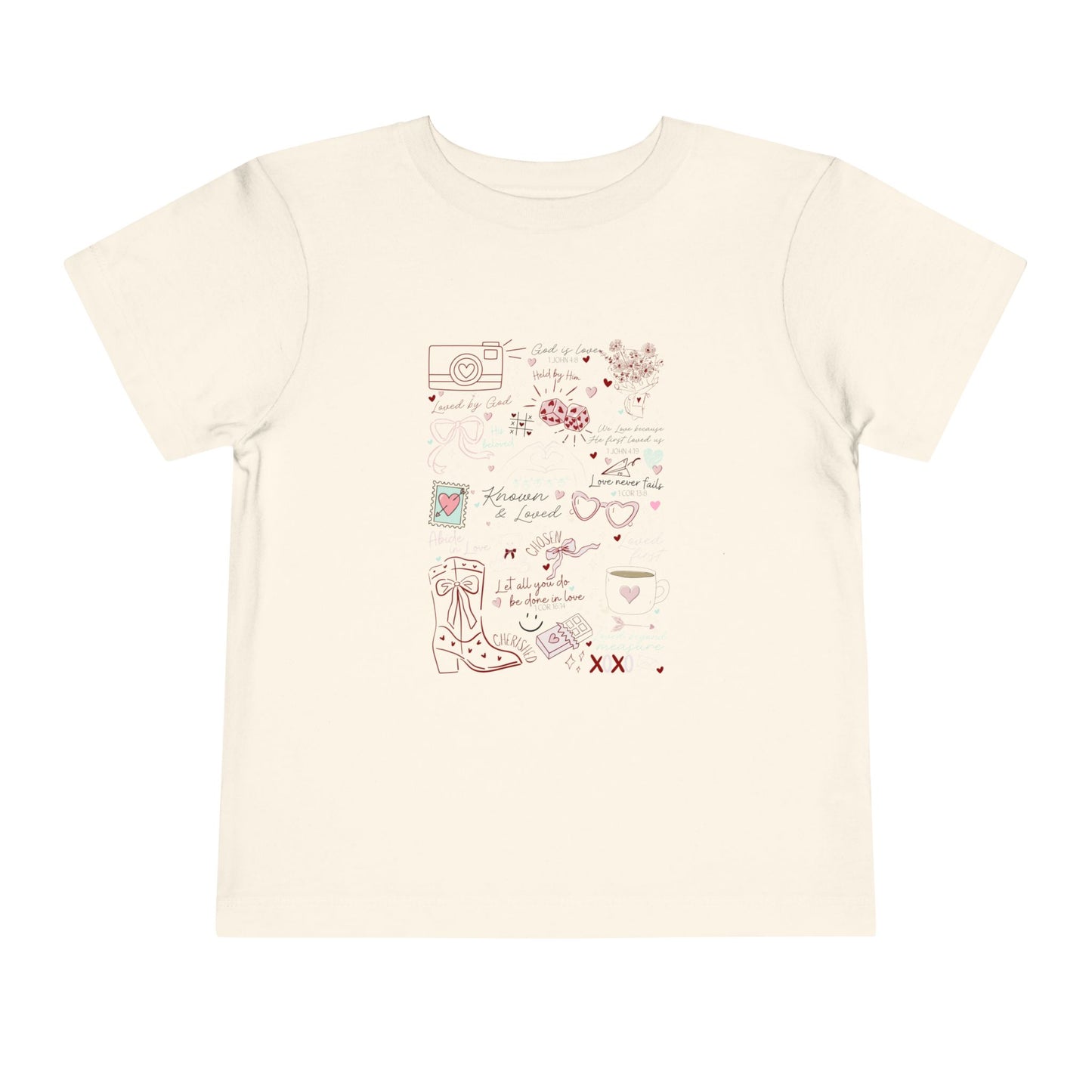 Toddler Girls Valentines Loved By God Doodle Tee