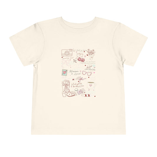 Toddler Girls Valentines Loved By God Doodle Tee