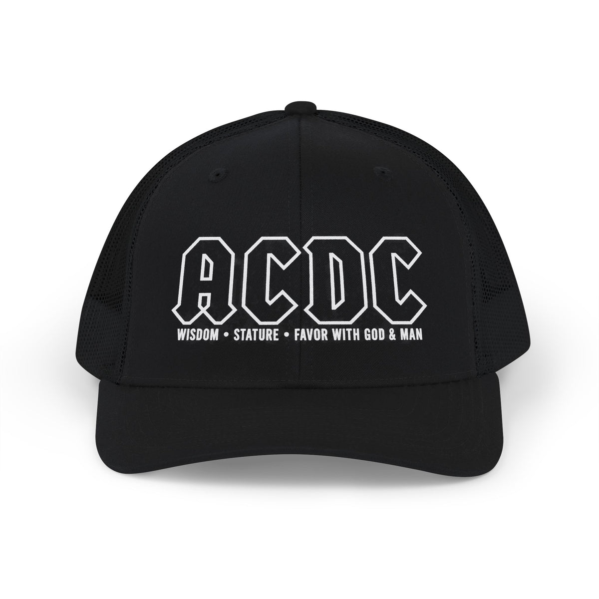 ACDC Patch Trucker Cap — 'Wisdom • Stature • Favor with God & Man' Snapback Hat
