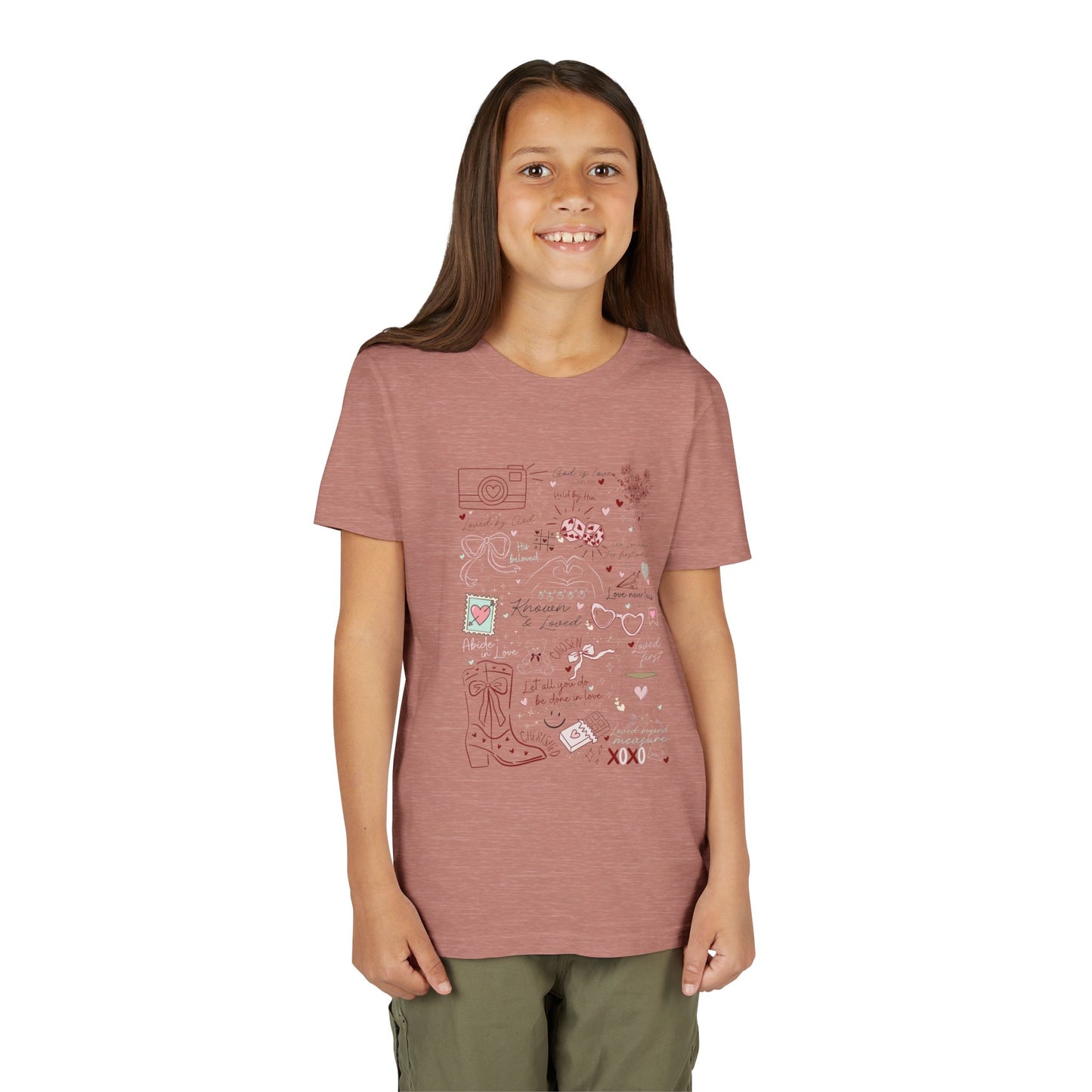 Youth Girls Valentine Loved by God Doodle Tee