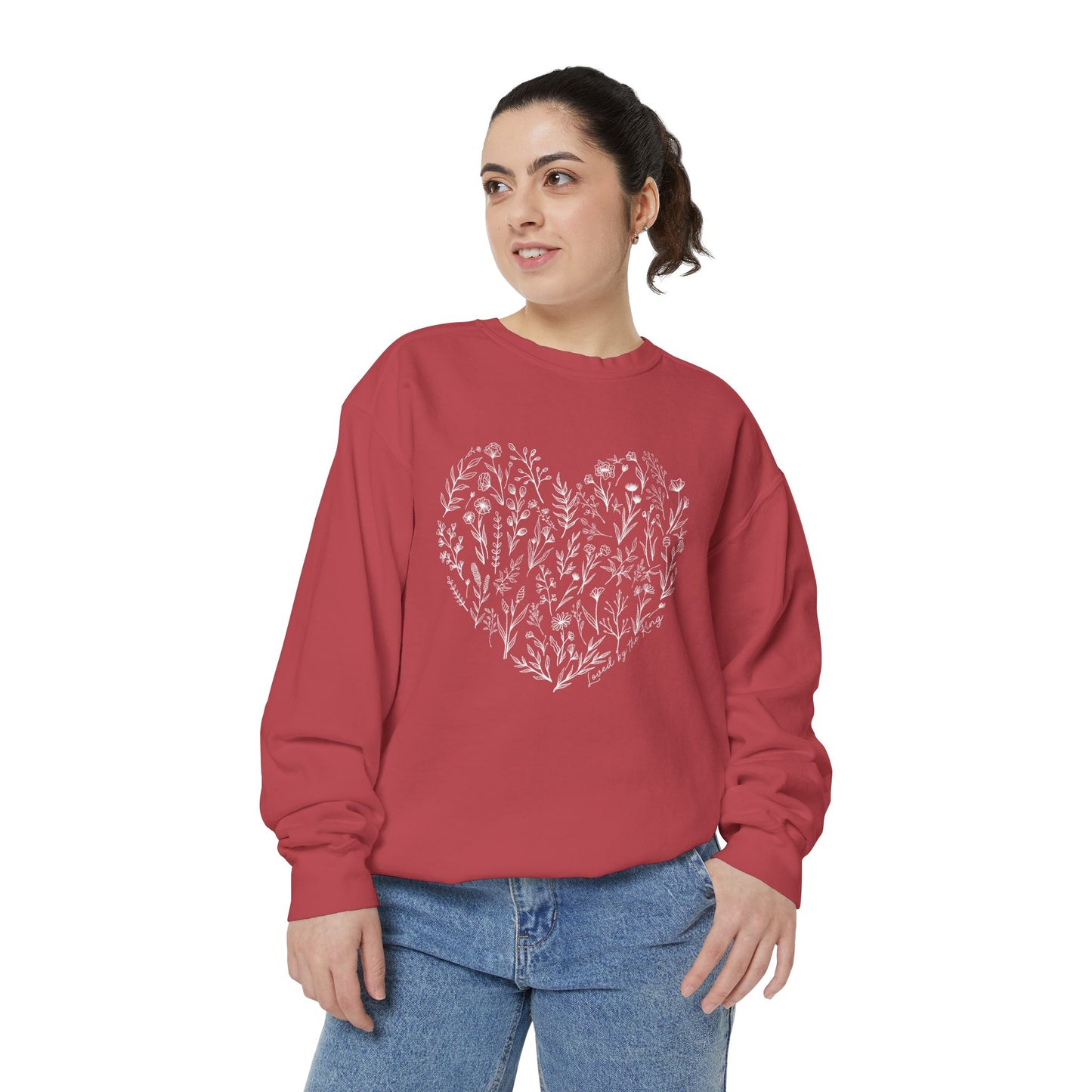 Ladies I am Loved by the King Floral Heart Sweatshirt