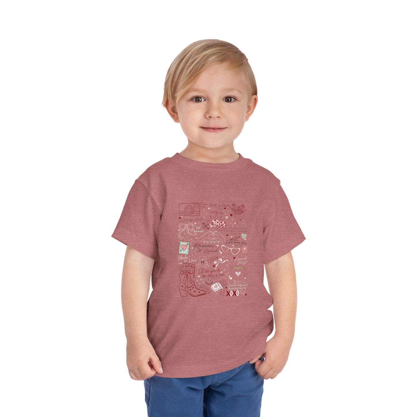 Toddler Girls Valentines Loved By God Doodle Tee