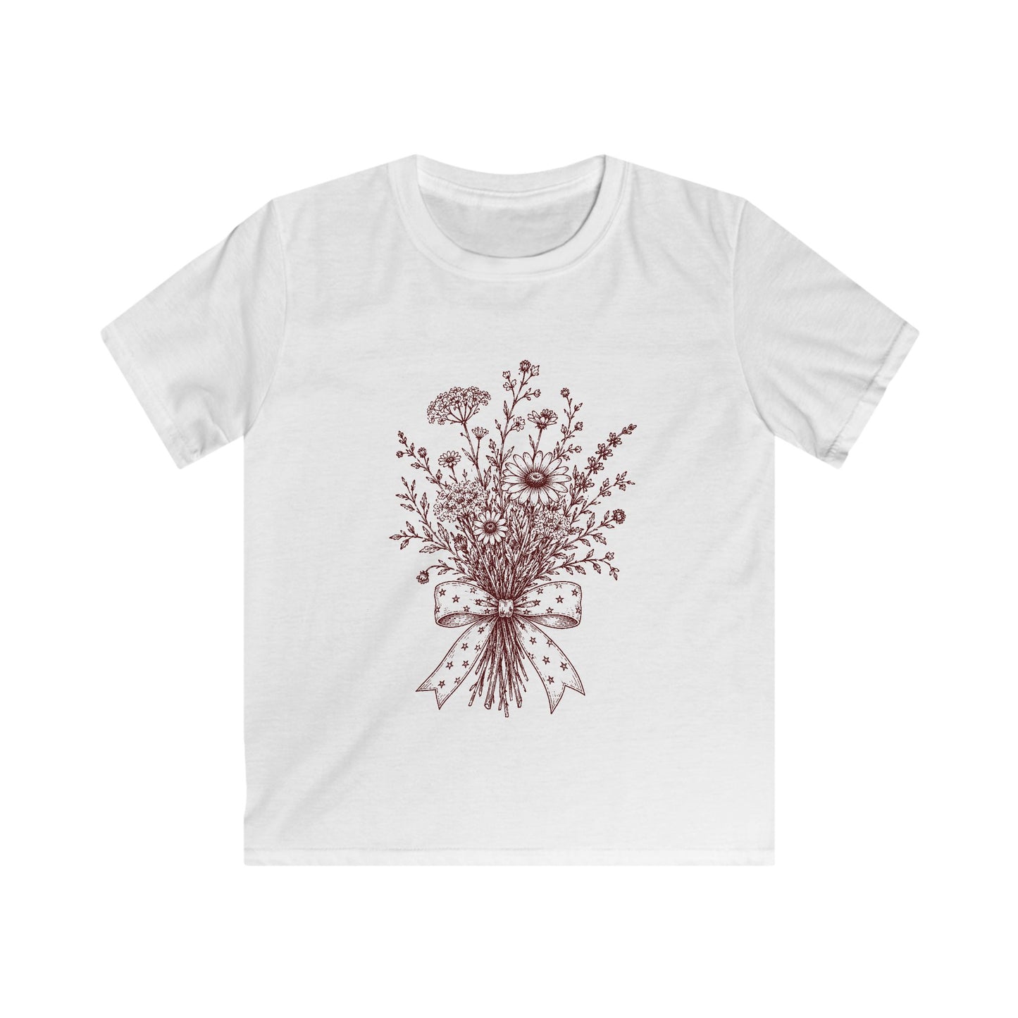 Kids Vintage Wildflower Bouquet Graphic (Star Ribbon Accent)