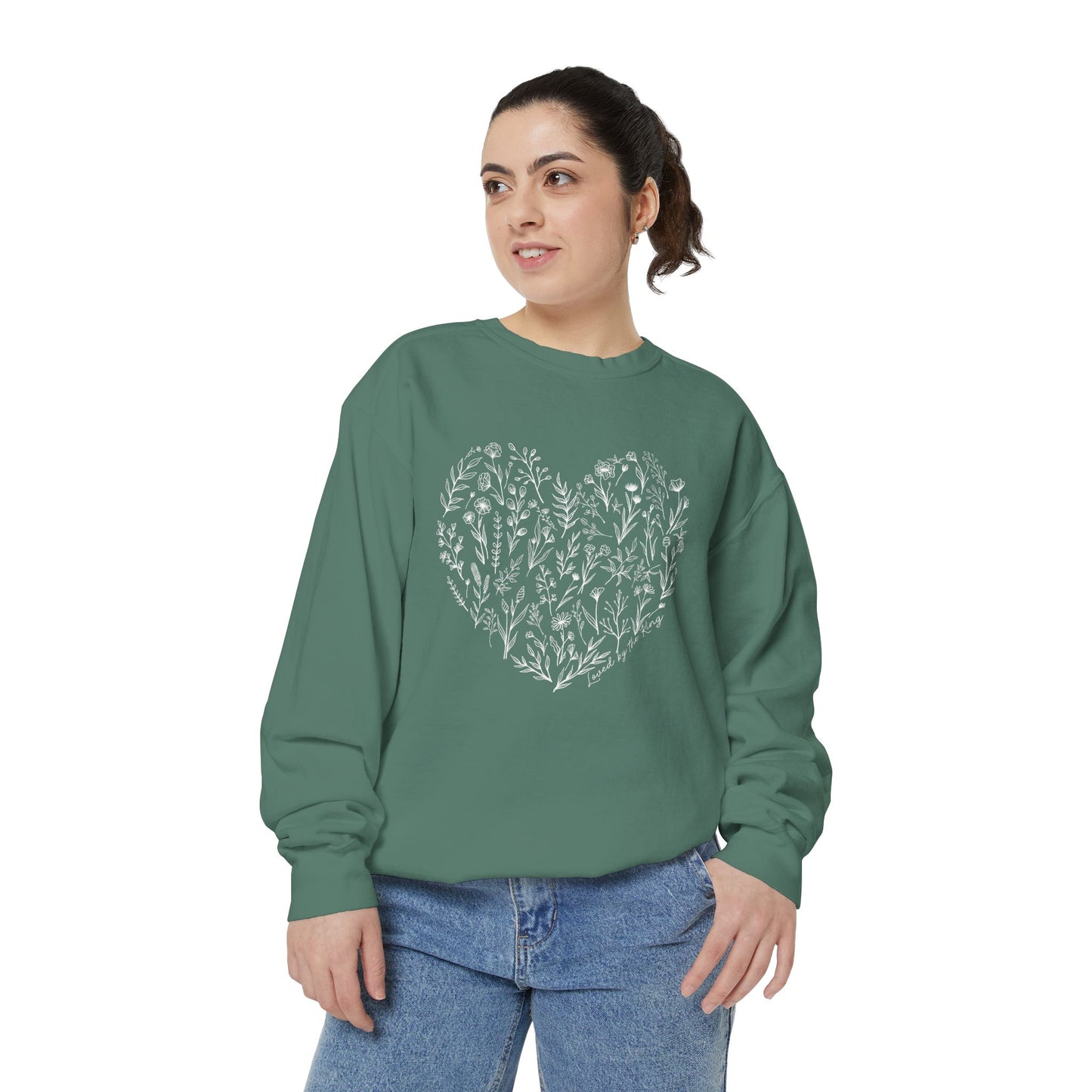 Ladies I am Loved by the King Floral Heart Sweatshirt