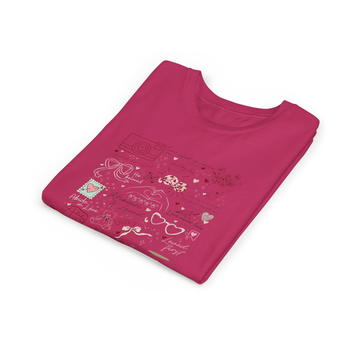 Youth Girls Valentine Loved by God Doodle Tee