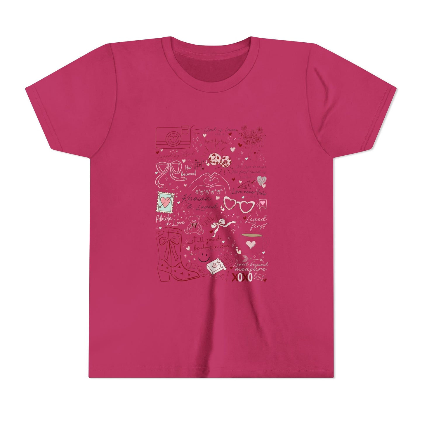 Youth Girls Valentine Loved by God Doodle Tee