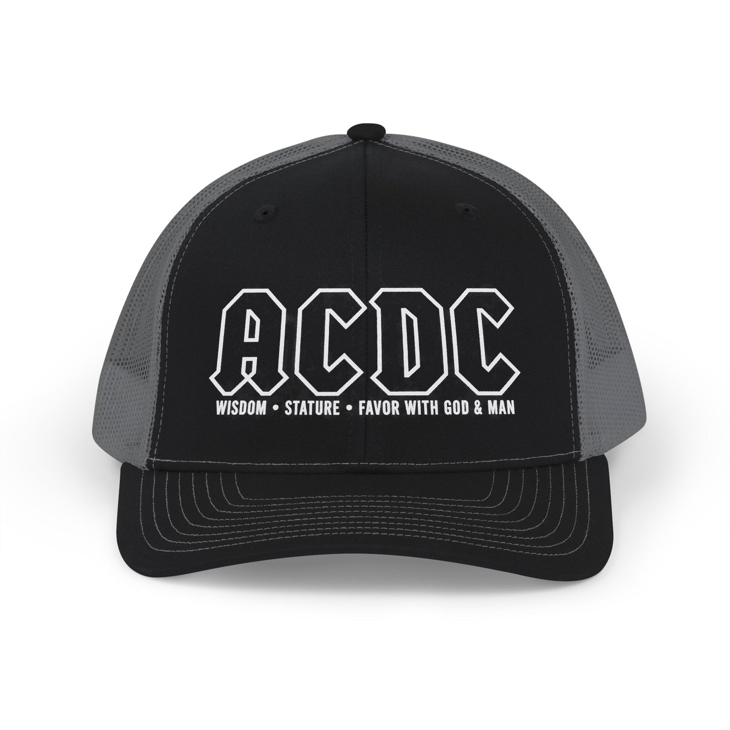 ACDC Patch Trucker Cap — 'Wisdom • Stature • Favor with God & Man' Snapback Hat