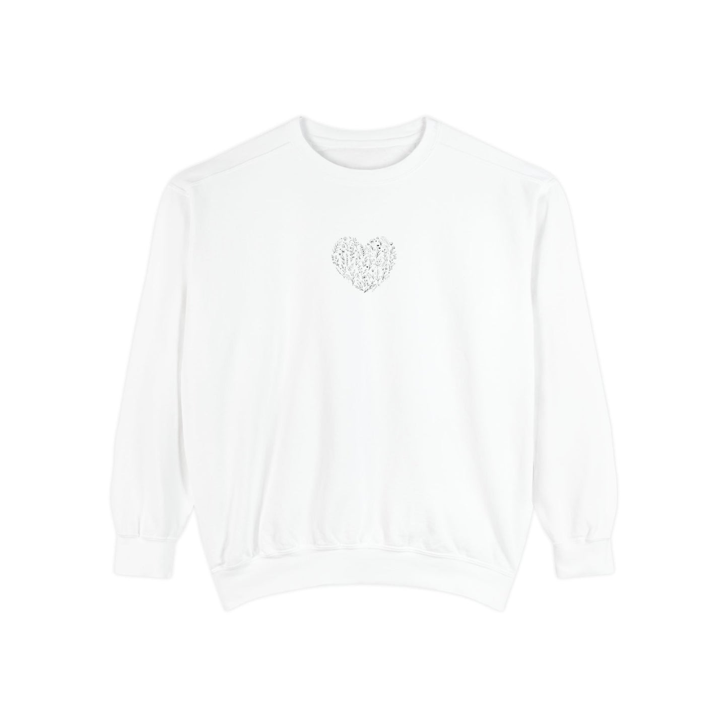 Ladies Floral Heart Loved by the King Embroidered Black & White Sweatshirt