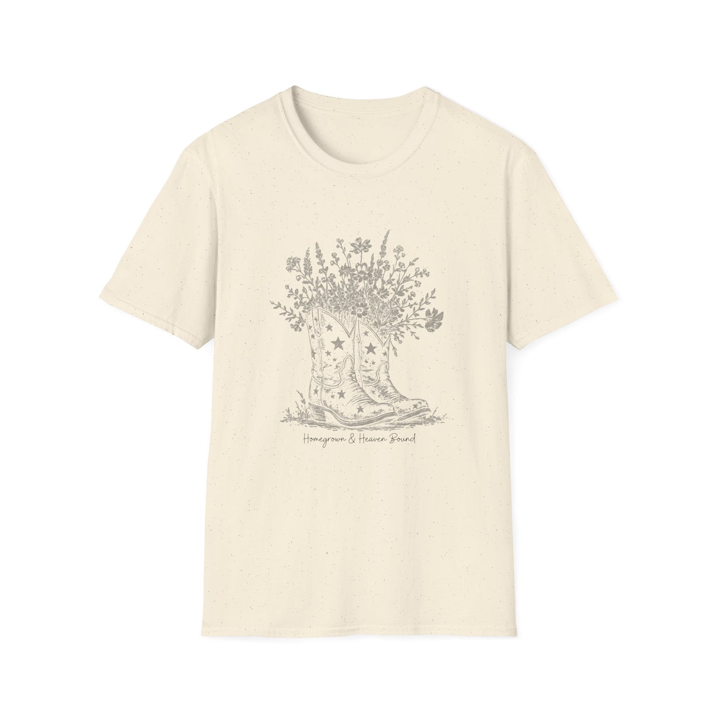 Homegrown & Heaven Bound Boots & Wildflowers Ladies Tee