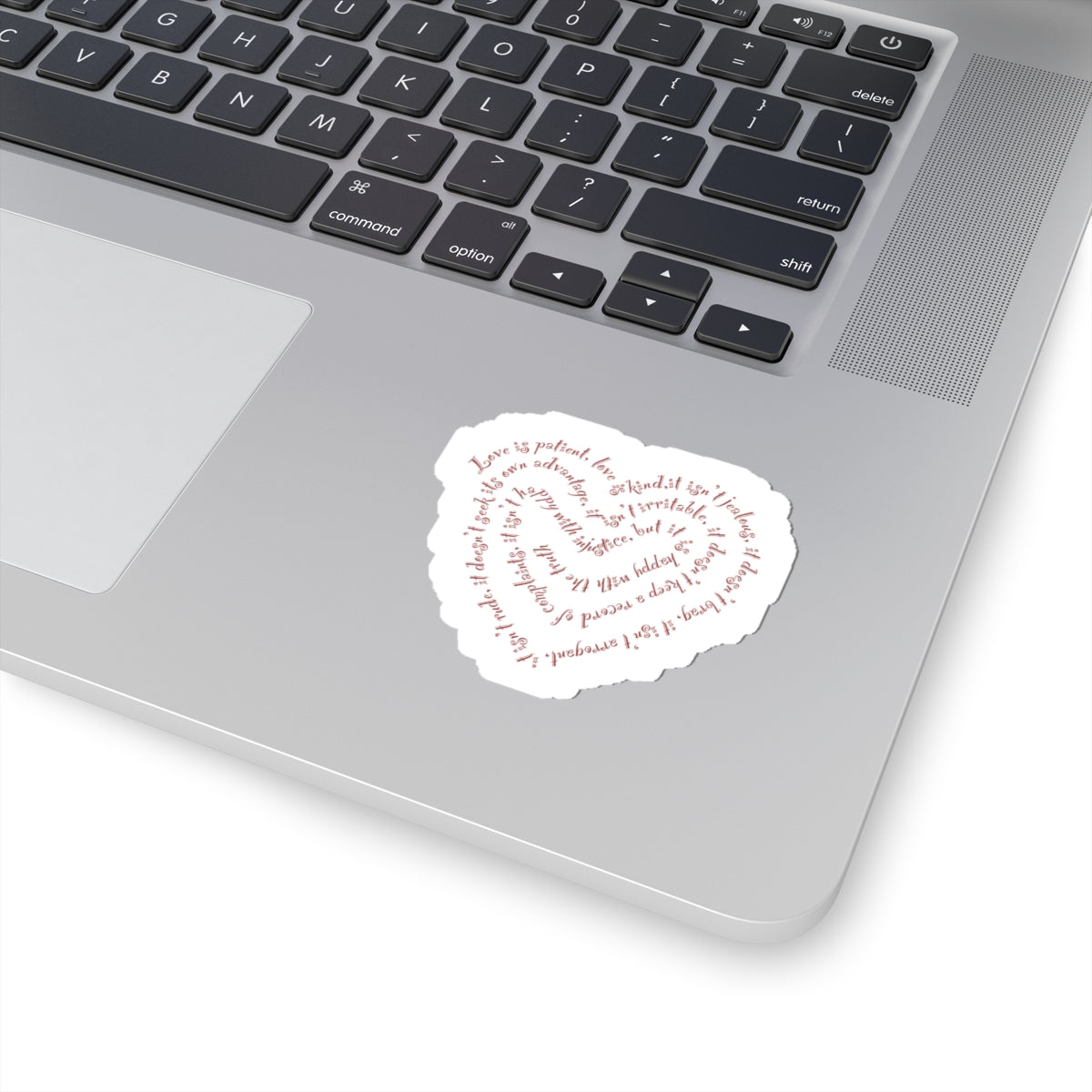 1 Corinthians 13 Spiral Heart Script Sticker