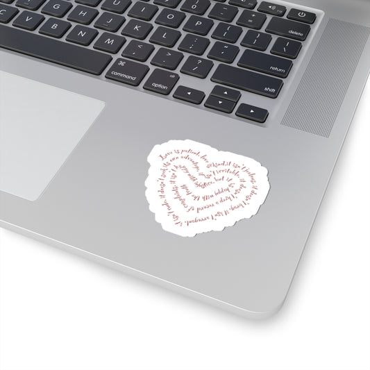1 Corinthians 13 Spiral Heart Script Sticker