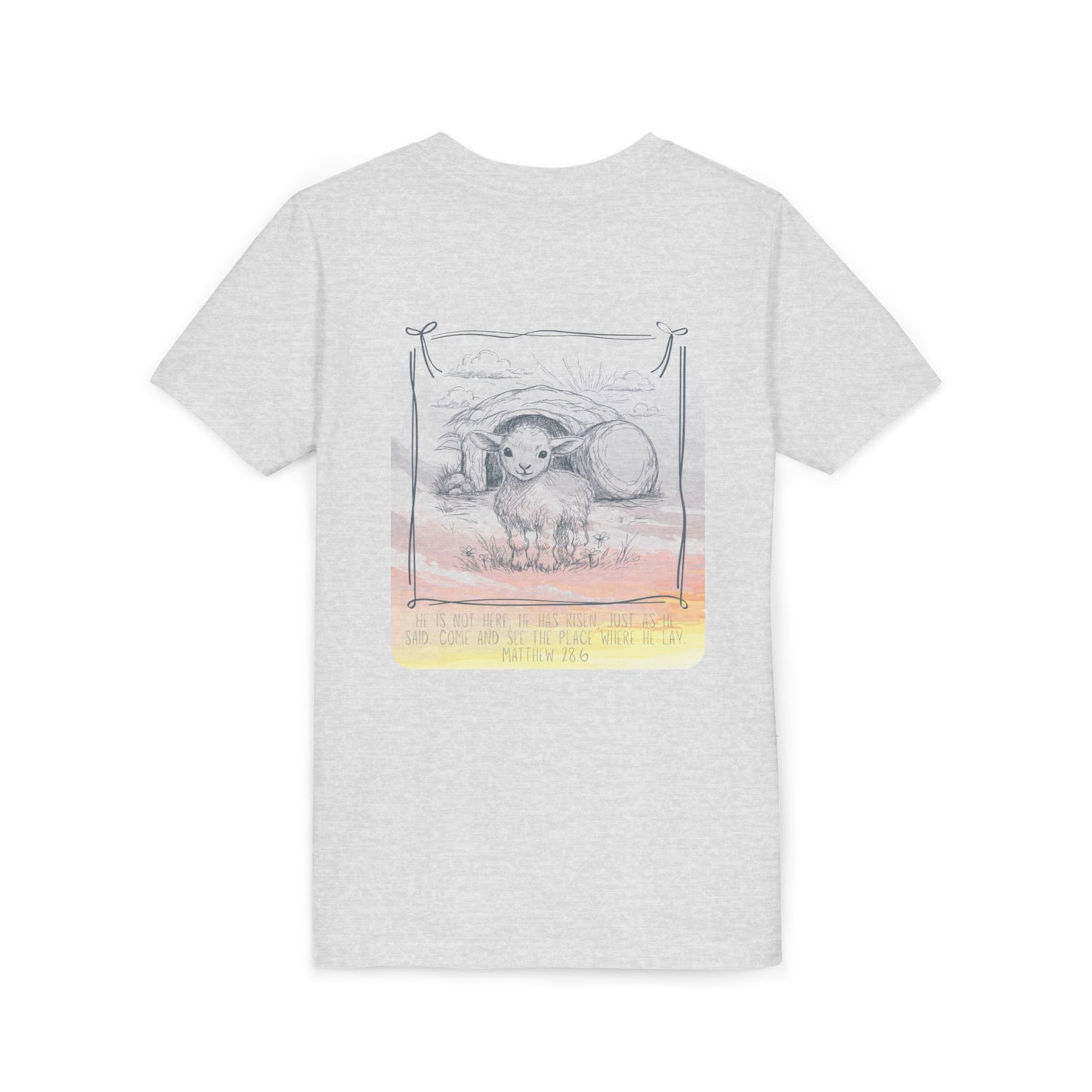 Youth Girls Tee 'He Is Risen' Easter Lamb Graphic Shirt
