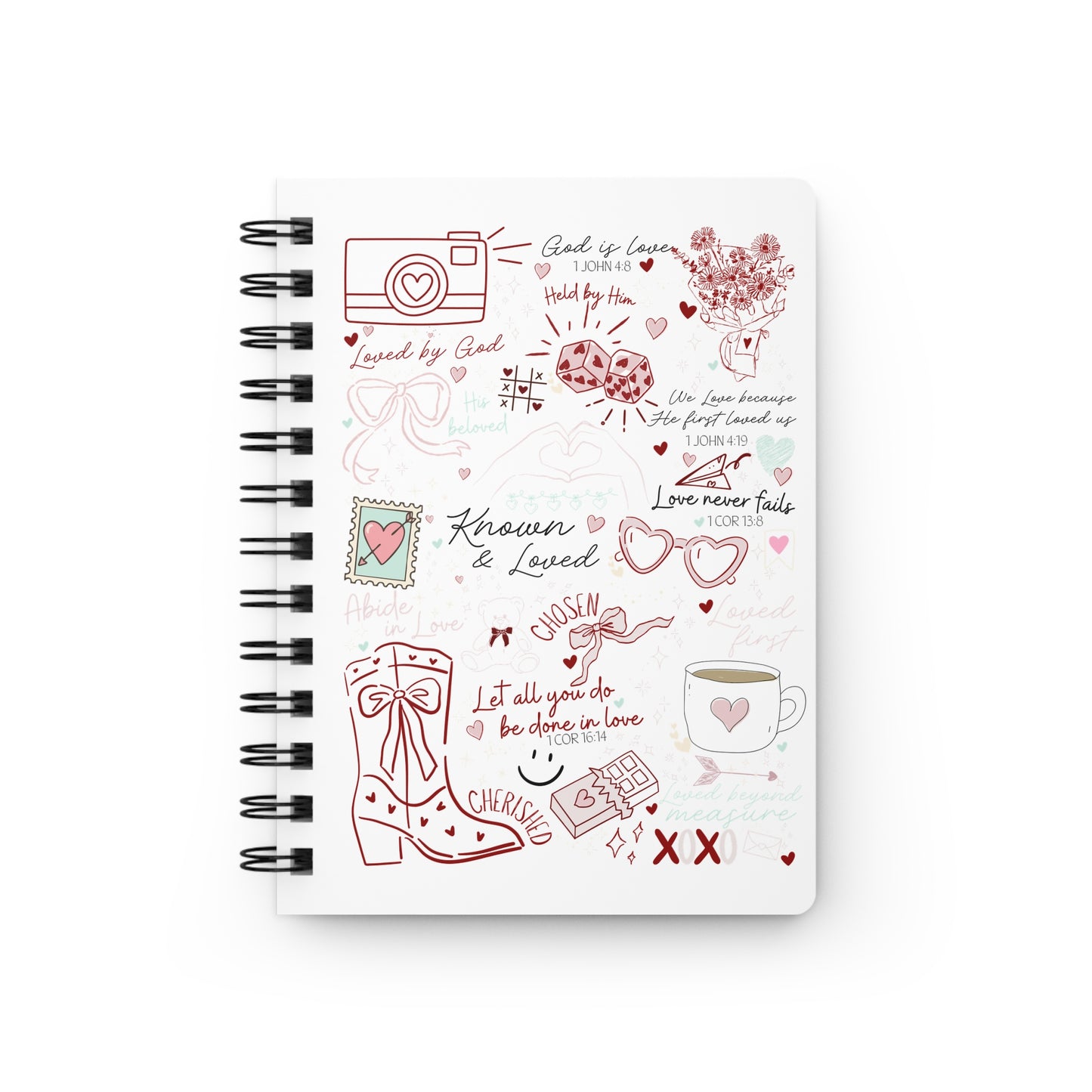 Valentines Loved by God Doodles Spiral Notebook
