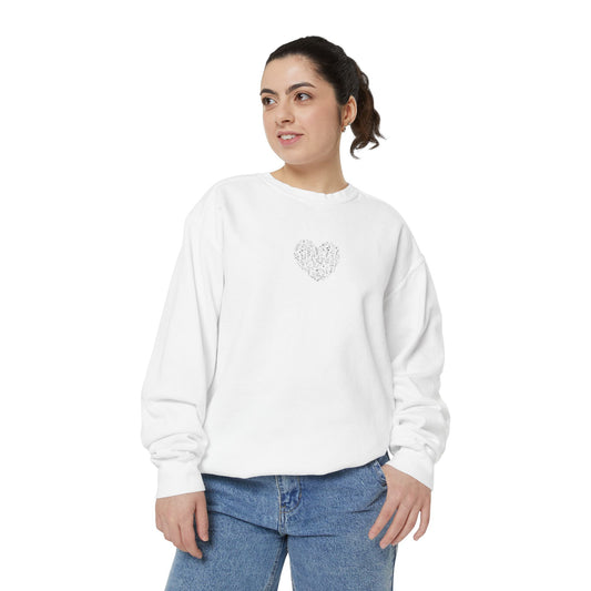 Ladies Floral Heart Loved by the King Embroidered Black & White Sweatshirt