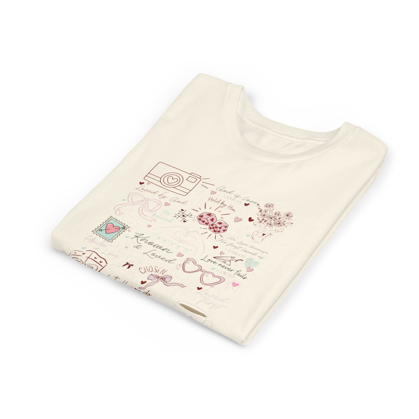 Youth Girls Valentine Loved by God Doodle Tee