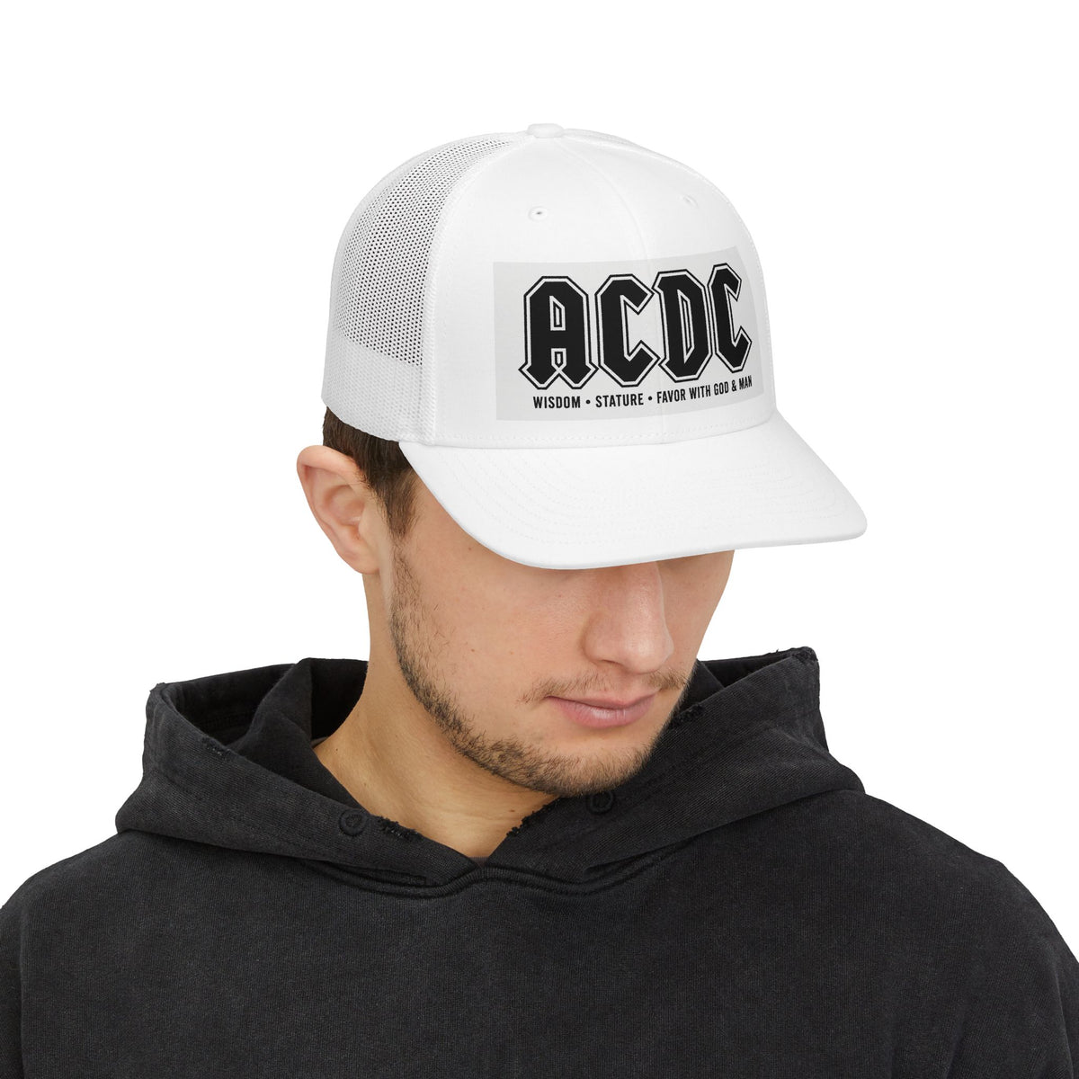 ACDC Patch Trucker Cap — 'Wisdom • Stature • Favor with God & Man' Snapback Hat