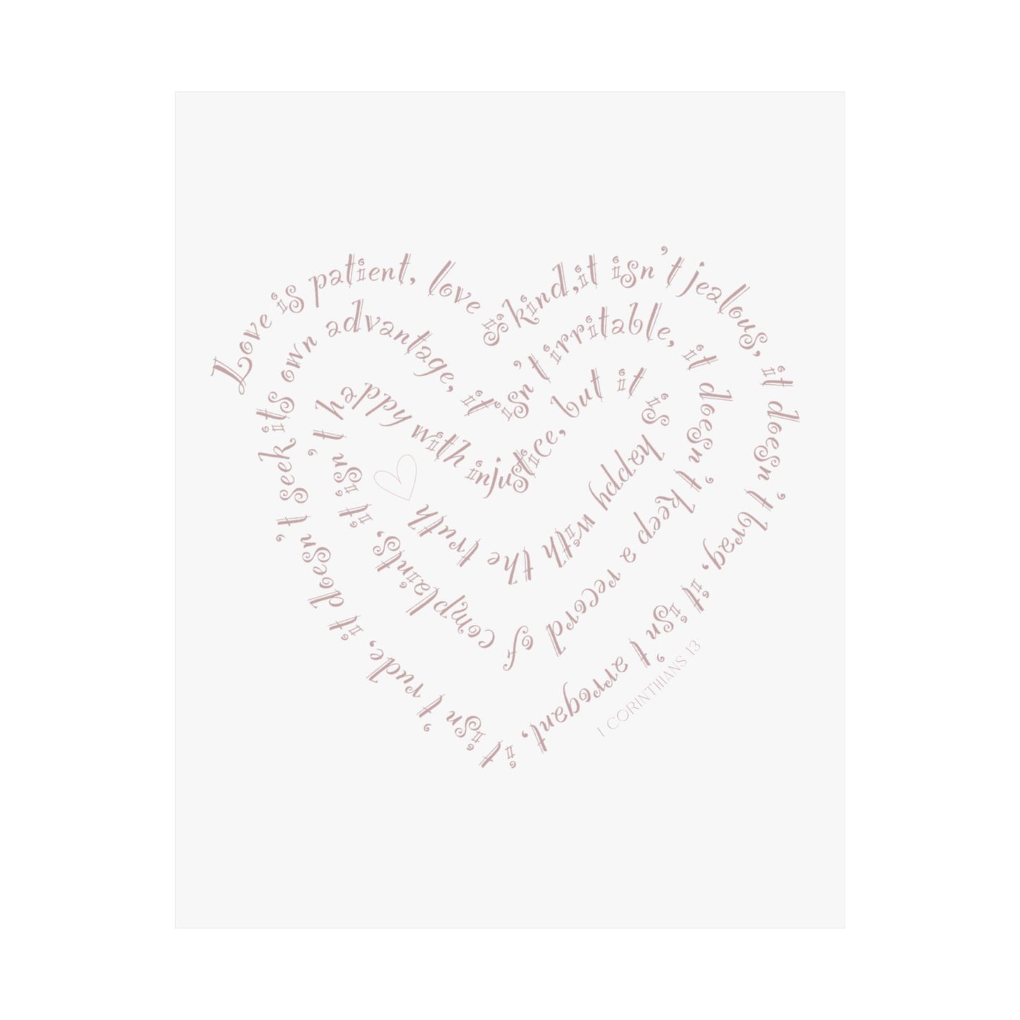 Love Scripture Heart Matte Poster — 1 Corinthians 13 Typography Wall Art
