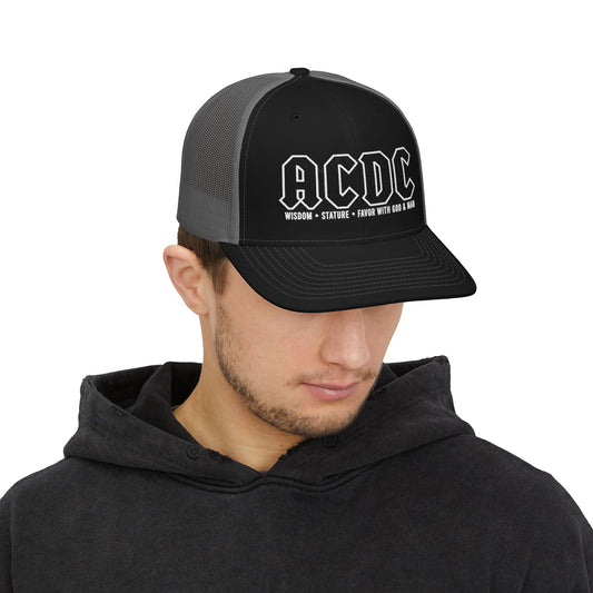 ACDC Patch Trucker Cap — 'Wisdom • Stature • Favor with God & Man' Snapback Hat