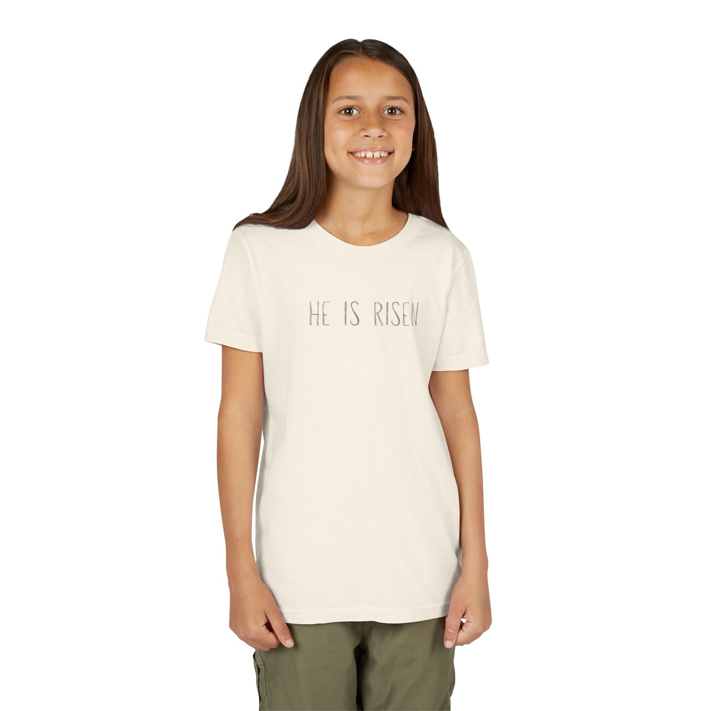 Youth Girls Tee 'He Is Risen' Easter Lamb Graphic Shirt