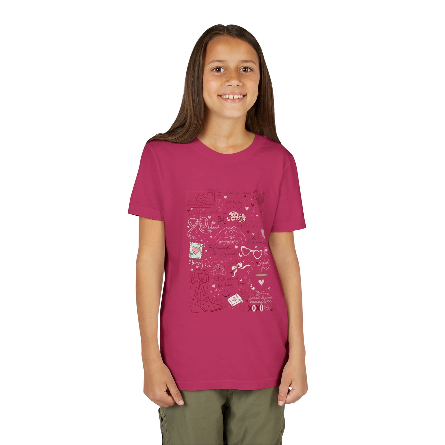 Youth Girls Valentine Loved by God Doodle Tee